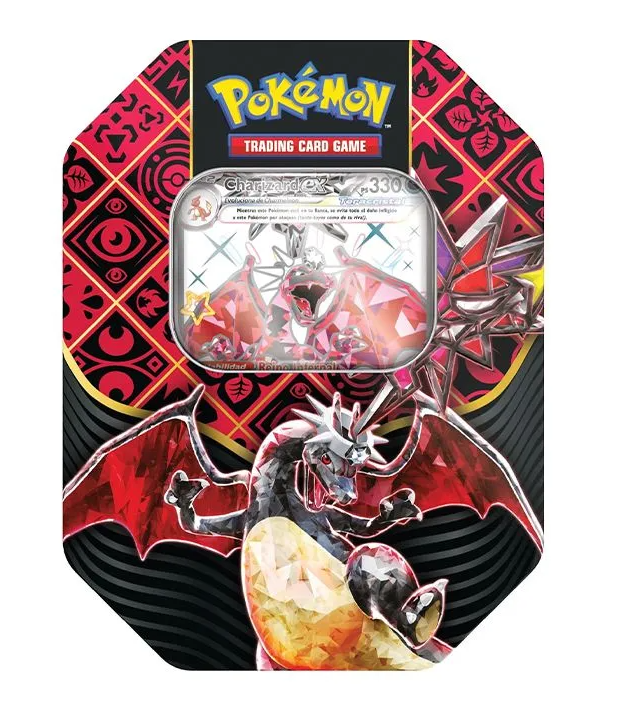 Pokemon - Scarlet & Violet - Paldean Fates - Shiny Charizard, Iron Treads & Great Tusk Ex Tins