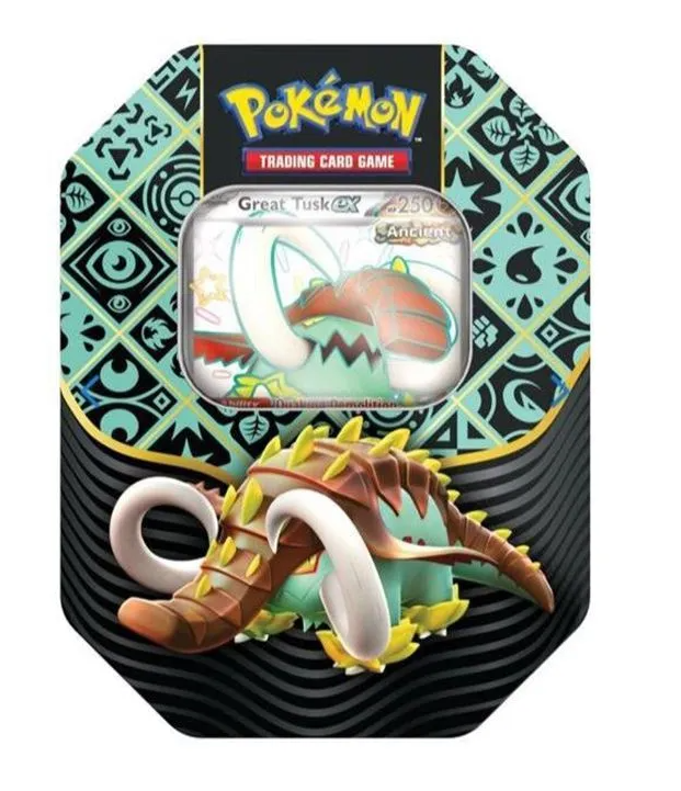 Pokemon - Scarlet & Violet - Paldean Fates - Shiny Charizard, Iron Treads & Great Tusk Ex Tins